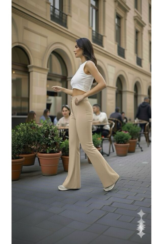 SCUBA KREP ÖNÜ ÇIMALI İSPANYOL PAÇA PANTOLON(kısa süreligine lansman fiyatı)